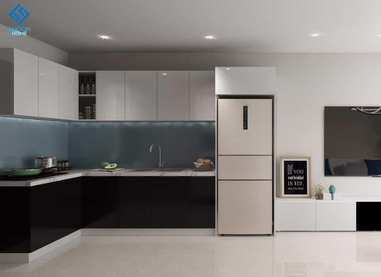 Thiết kế nội thất chung cư Chị Thanh - Vũng tàu Phòng bếp phòng khách liền kề