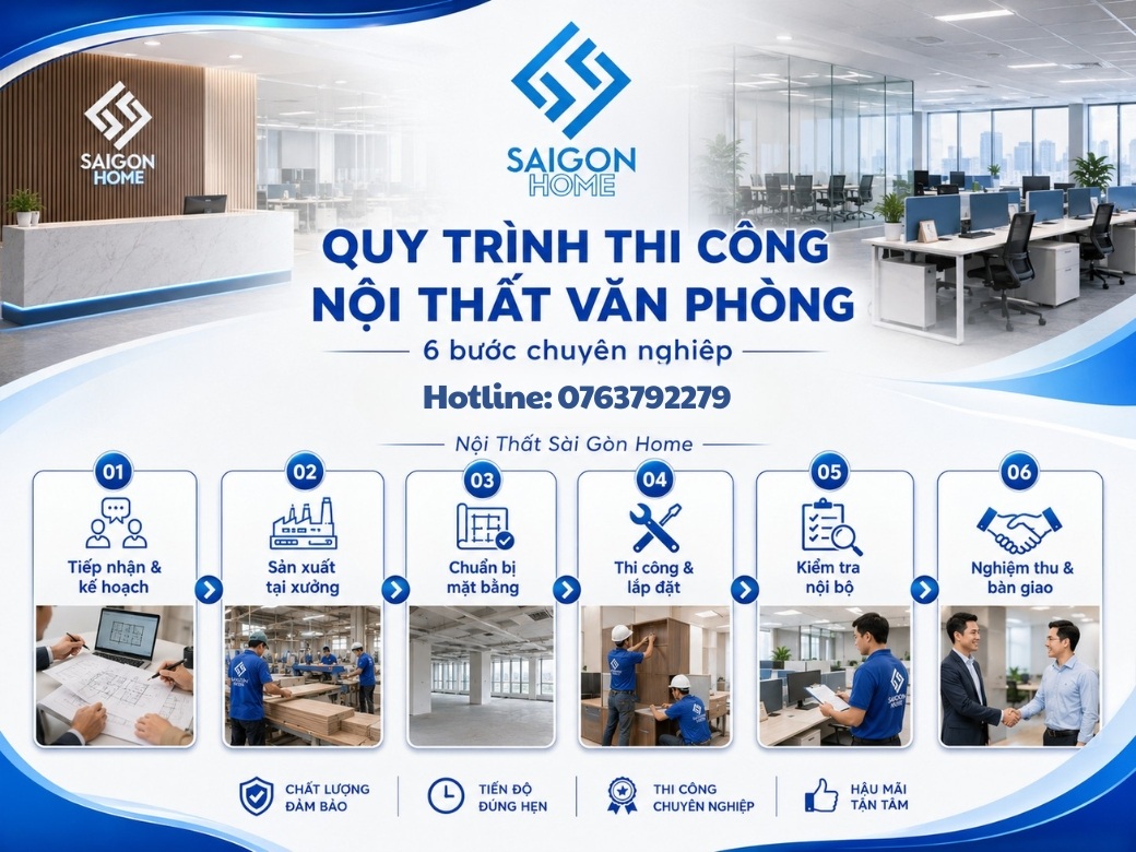 Quy trình thi công nội thất văn phòng tại Nội Thất Sài Gòn Home