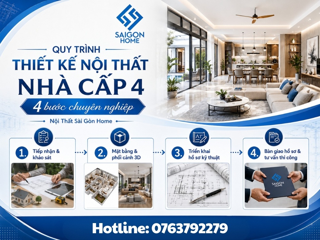 Quy trình thiết kế nội thất nhà cấp 4 tại Nội Thất Sài Gòn Home