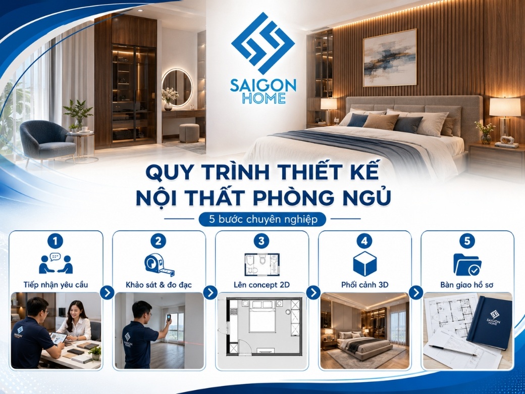 47+ mẫu thiết kế nội thất phòng ngủ hiện đại ẤN TƯỢNG Quy trình 5 bước thiết kế nội thất phòng ngủ tại Nội Thất Sài Gòn Home