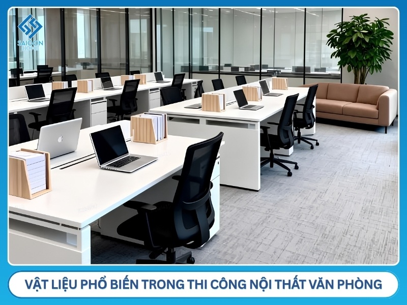 Vật liệu phổ biến trong thi công nội thất văn phòng