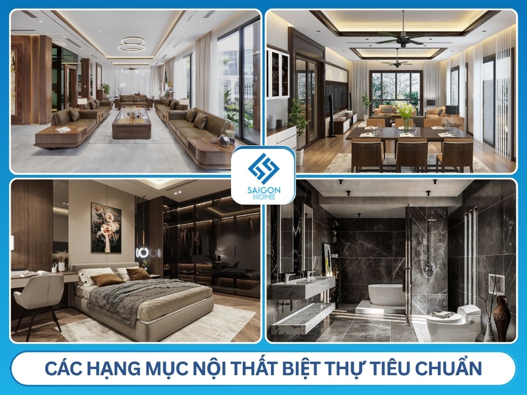 Các hạng mục nội thất biệt thự tiêu chuẩn hiện nay