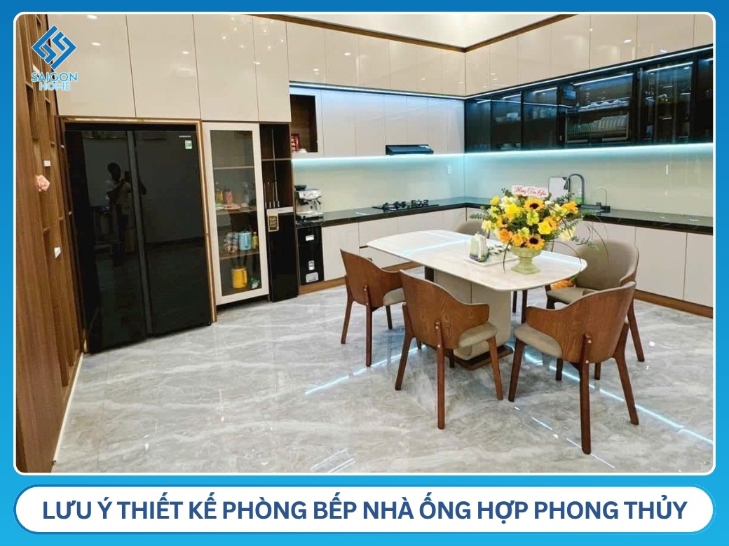 lưu ý thiết kế phòng bếp nhà ống hợp phong thủy
