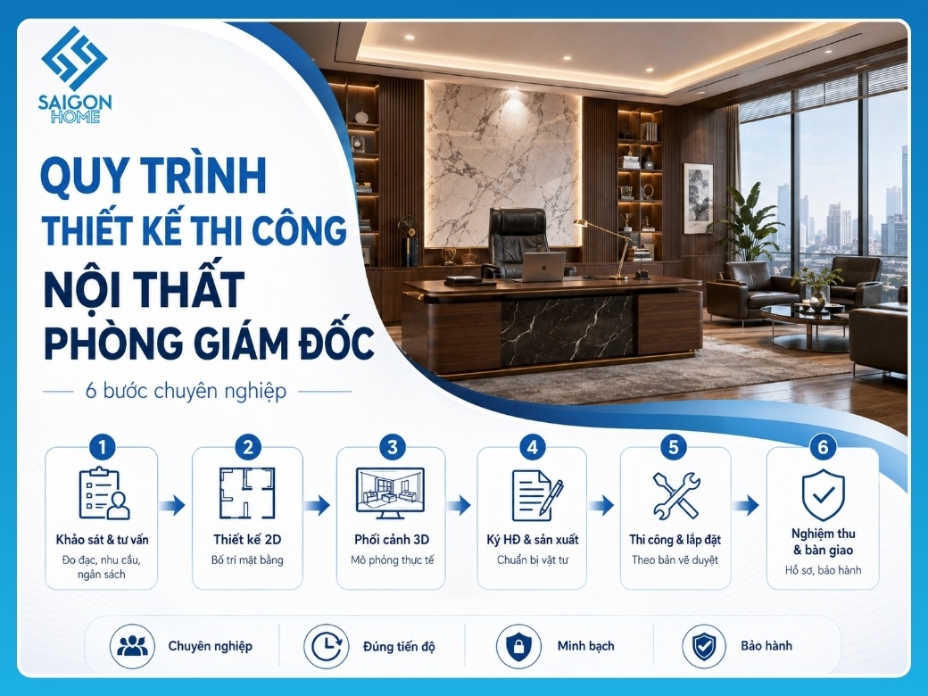 Top 8 mẫu thiết kế nội thất phòng giám đốc ĐẲNG CẤP Quy trình thiết kế thi công nội thất phòng giám đốc tại Sài Gòn Home