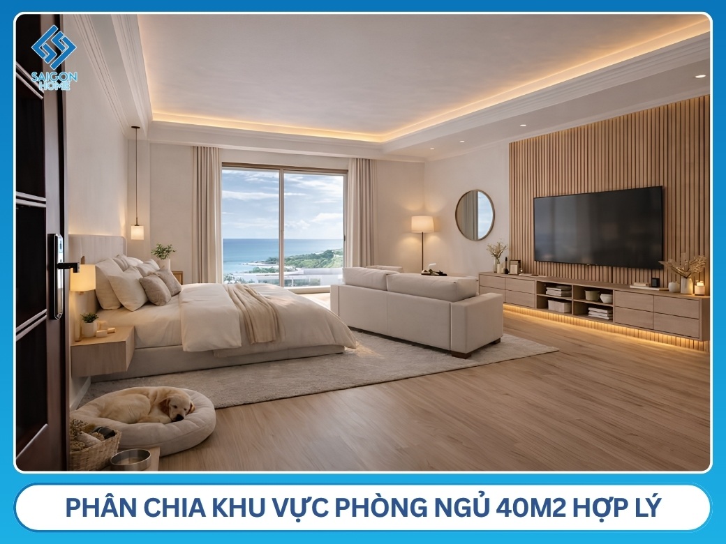 32+ mẫu thiết kế nội thất phòng ngủ 40m2 đẹp MÊ LY Cách phân chia khu vực trong thiết kế phòng ngủ 40m2 hợp lý