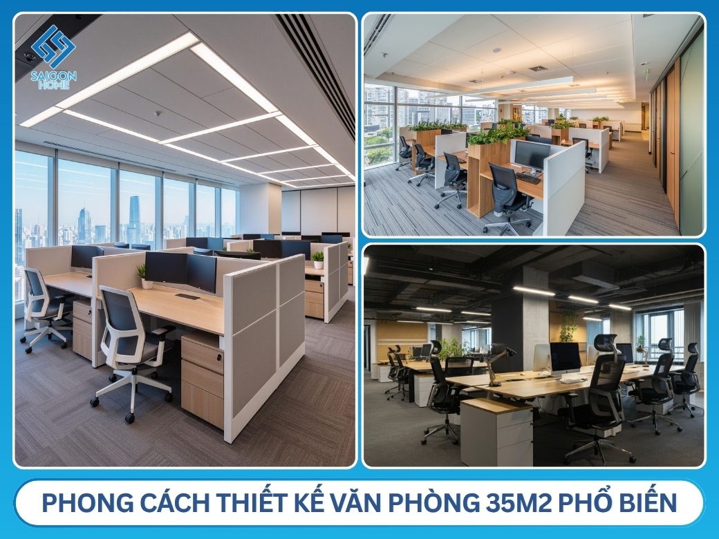 Các phong cách thiết kế văn phòng 35m2 phổ biến hiện nay