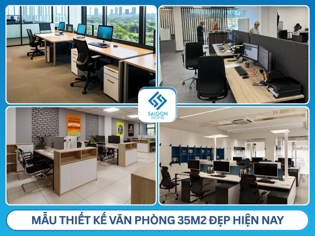 mẫu thiết kế văn phòng 35m2 đẹp được ưa chuộng