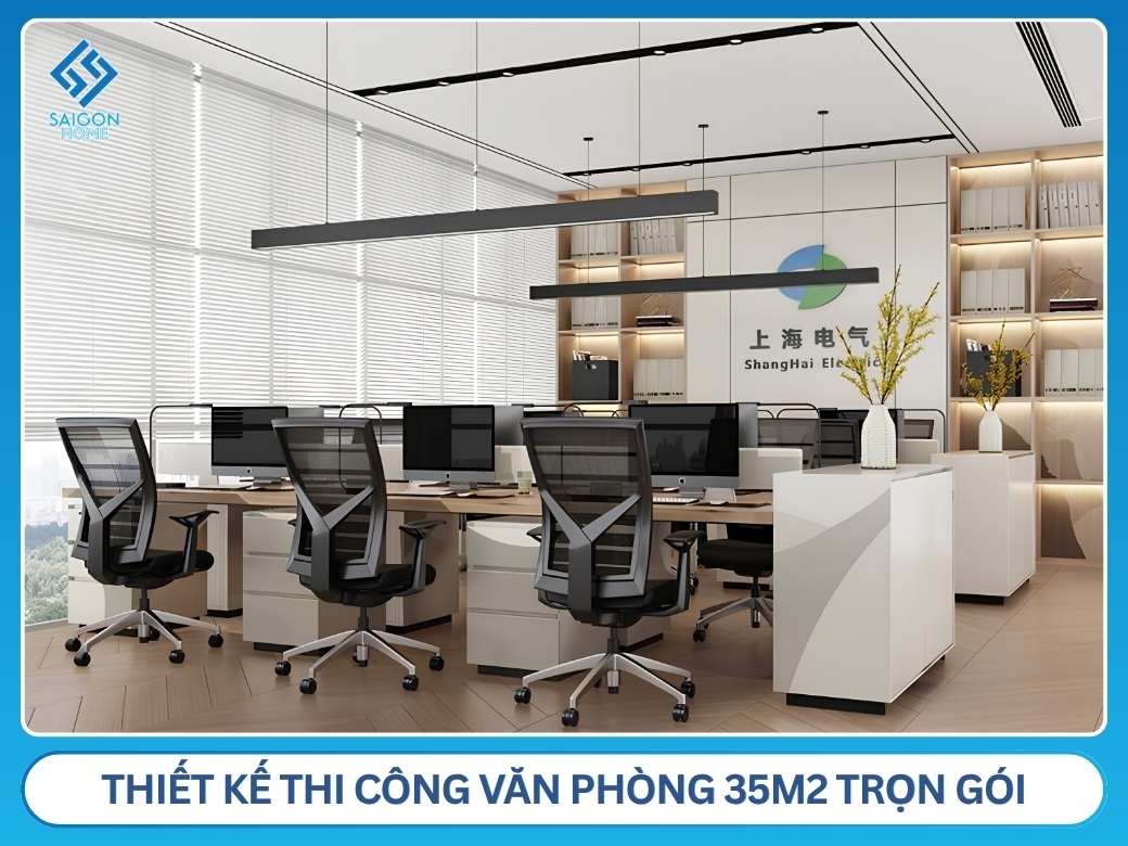 Đơn vị thiết kế thi công văn phòng 35m2 trọn gói tại TPHCM