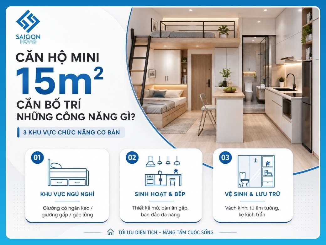 Căn hộ mini 15m2 cần bố trí những công năng gì?