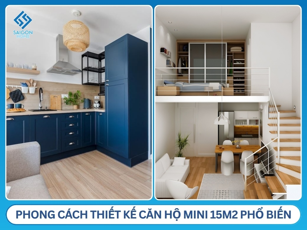 phong cách thiết kế căn hộ mini 15m2 phổ biến