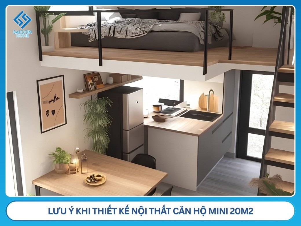 lưu ý khi thiết kế nội thất căn hộ mini 20m2