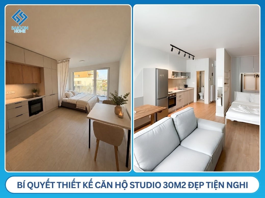Bí quyết thiết kế căn hộ studio 30m2 đẹp tiện nghi