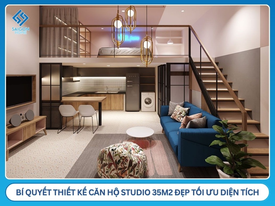 Bí quyết thiết kế căn hộ studio 35m2 đẹp tối ưu diện tích