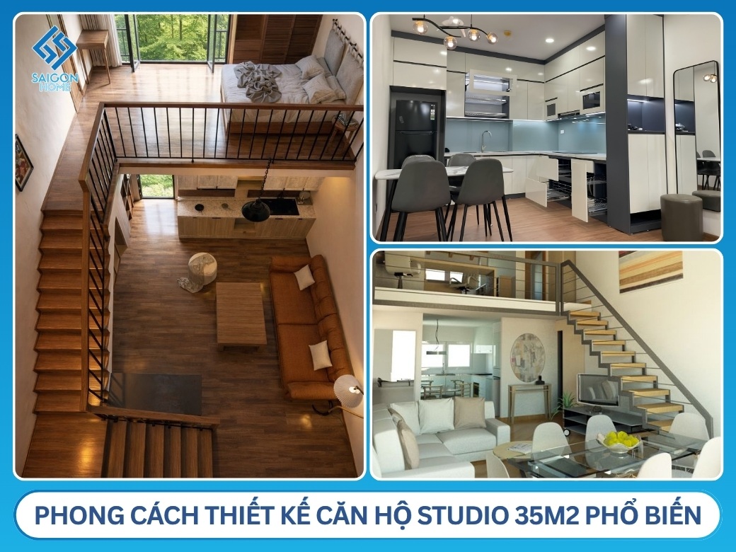 Các phong cách thiết kế căn hộ studio 35m2 phổ biến