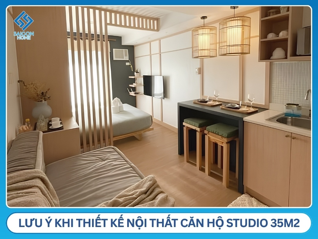 lưu ý khi thiết kế nội thất căn hộ studio 35m2