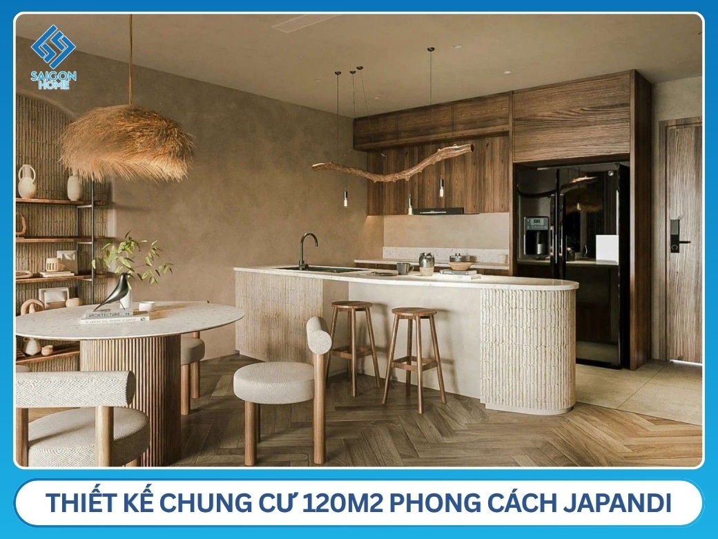 Thiết kế chung cư 120m2 phong cách Japandi