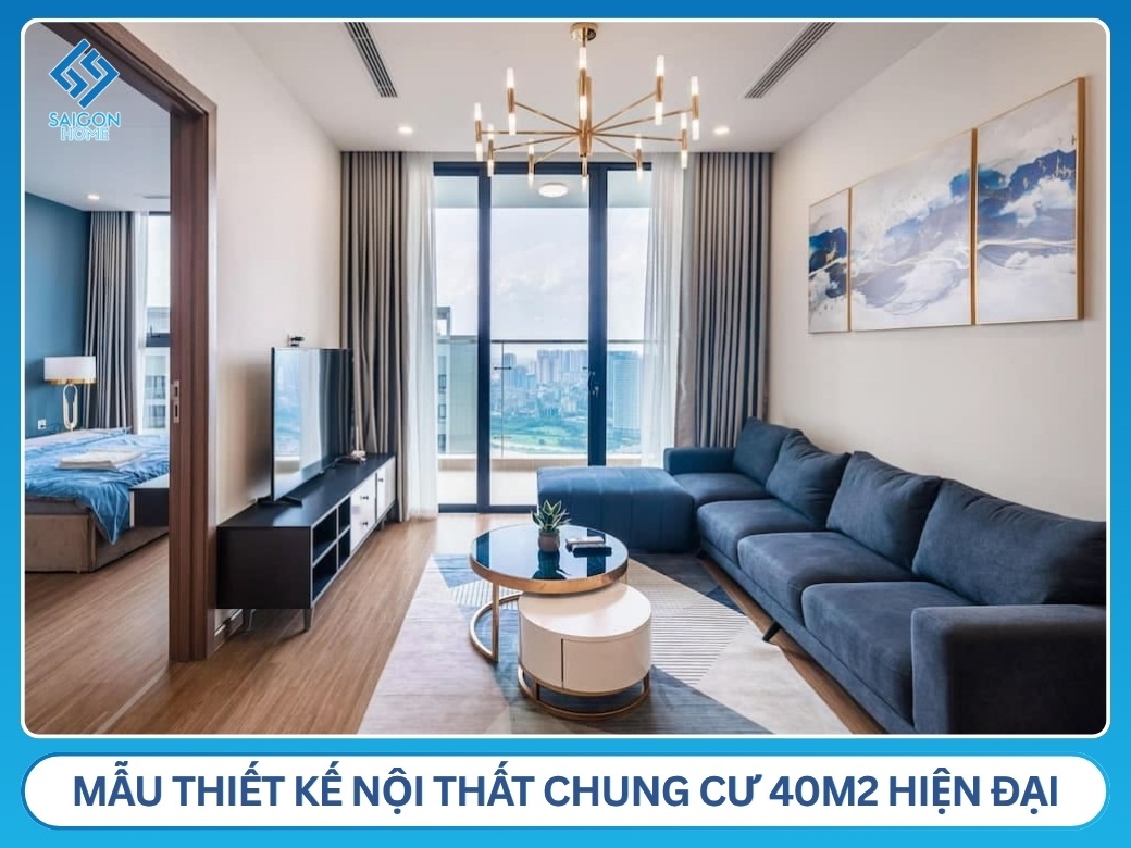 Mẫu thiết kế nội thất chung cư 40m2 hiện đại