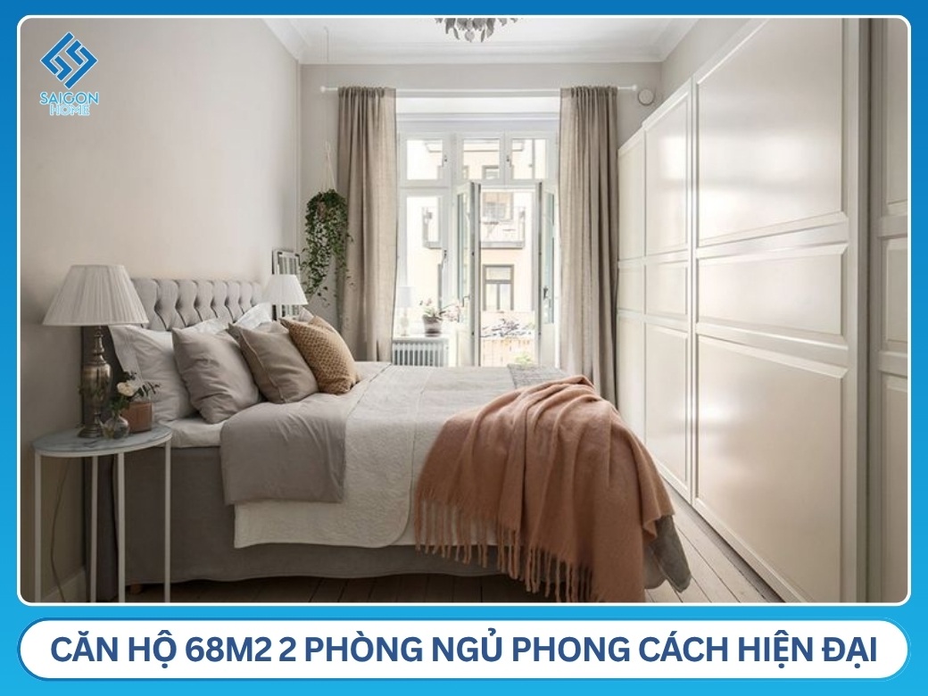 Căn hộ 68m2 2 phòng ngủ phong cách hiện đại