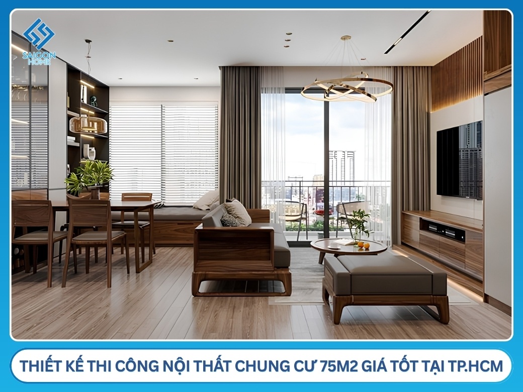 Nội Thất Sài Gòn Home – Thiết kế thi công nội thất chung cư 75m2 giá tốt tại TP.HCM