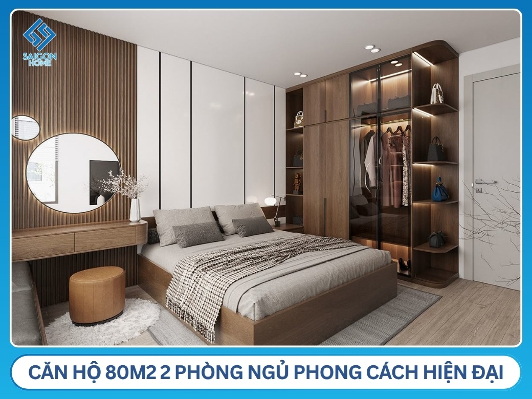Căn hộ 80m2 2 phòng ngủ phong cách hiện đại