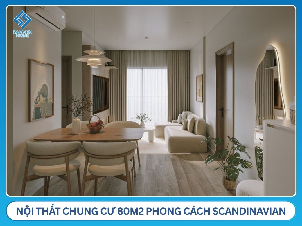 Nội thất chung cư 80m2 phong cách Scandinavian