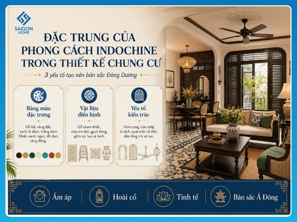 Đặc trưng của phong cách Indochine trong thiết kế chung cư