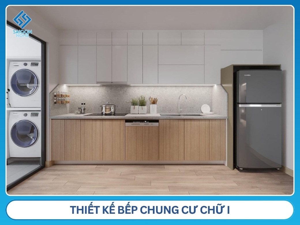 43+ mẫu thiết kế bếp chung cư đẹp hiện đại TIỆN NGHI Thiết kế bếp chung cư chữ I