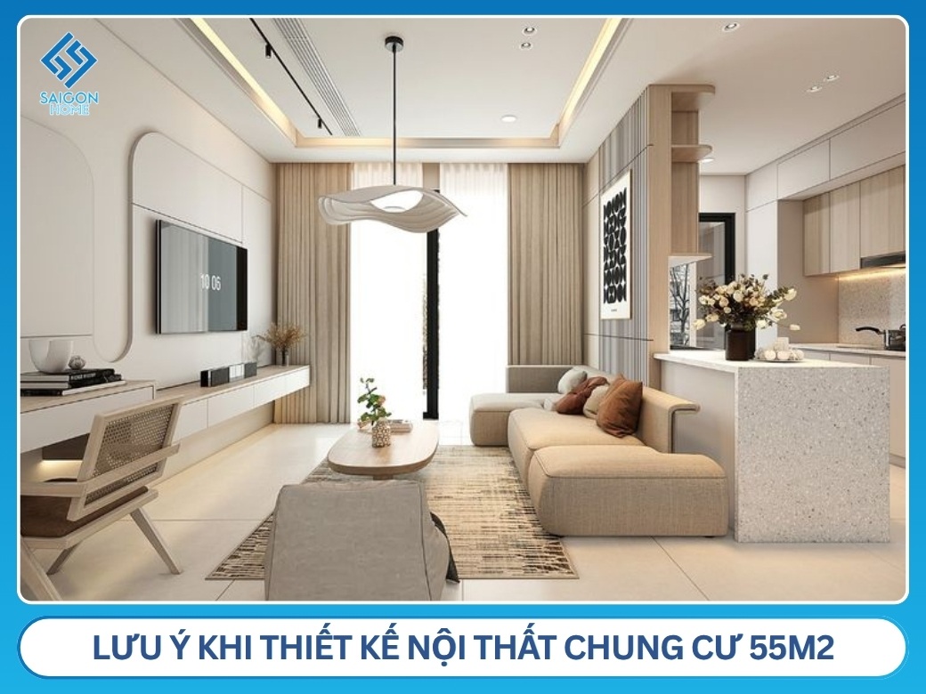 37+ mẫu thiết kế nội thất chung cư 55m2 hiện đại TỐI ƯU lưu ý khi thiết kế nội thất chung cư 55m2