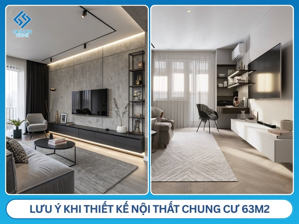 45+ mẫu thiết kế nội thất chung cư 63m2 đẹp TIỆN NGHI lưu ý khi thiết kế nội thất chung cư 63m2