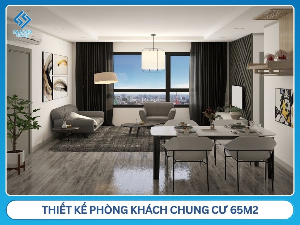 79+ mẫu thiết kế nội thất chung cư 65m2 hiện đại ĐẸP tối ưu Thiết kế phòng khách chung cư 65m2
