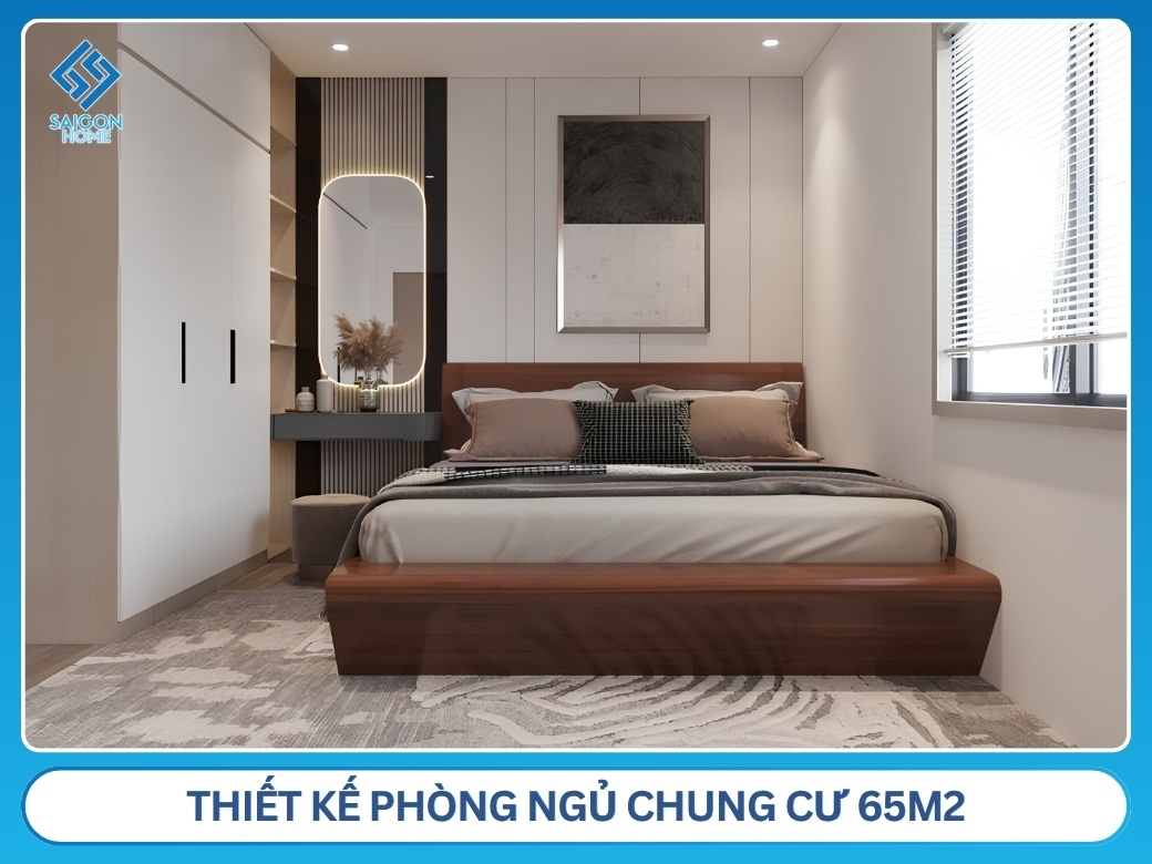 79+ mẫu thiết kế nội thất chung cư 65m2 hiện đại ĐẸP tối ưu Thiết kế phòng ngủ chung cư 65m2