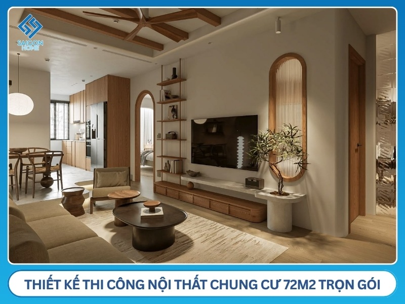 Đơn vị thiết kế thi công nội thất chung cư 72m2 trọn gói tại TPHCM