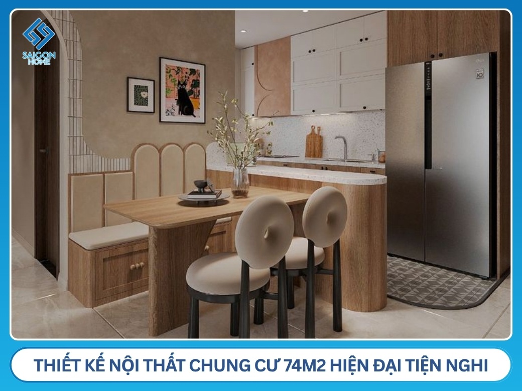 Thiết kế nội thất chung cư 74m2 hiện đại tiện nghi