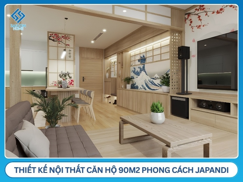 54+ mẫu thiết kế nội thất chung cư 90m2 ẤN TƯỢNG tiện nghi Thiết kế nội thất căn hộ 90m2 phong cách Japandi