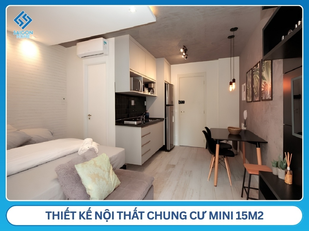 56+ mẫu thiết kế nội thất chung cư mini TỐI ƯU diện tích Thiết kế nội thất chung cư mini 15m2