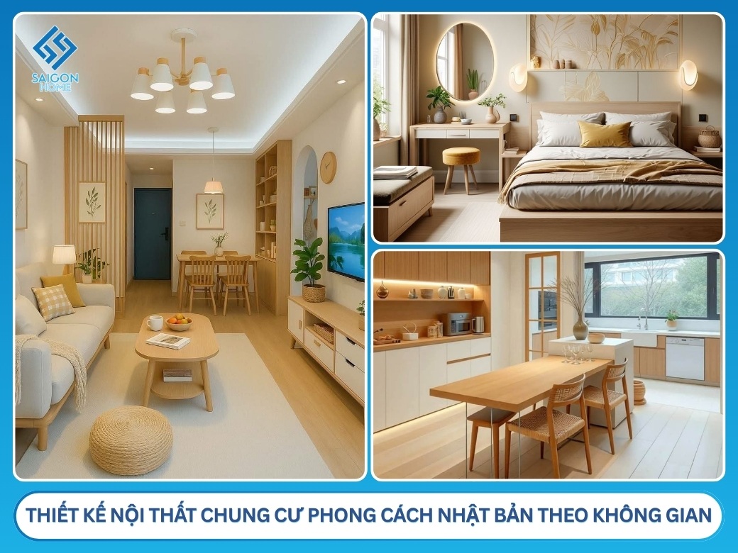 Thiết kế nội thất chung cư phong cách Nhật Bản theo từng không gian