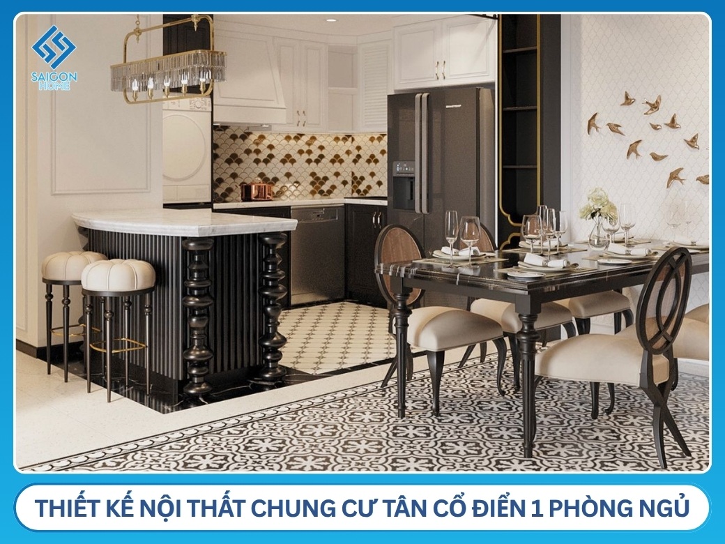 33+ mẫu thiết kế nội thất chung cư tân cổ điển SANG TRỌNG Thiết kế nội thất chung cư tân cổ điển 1 phòng ngủ