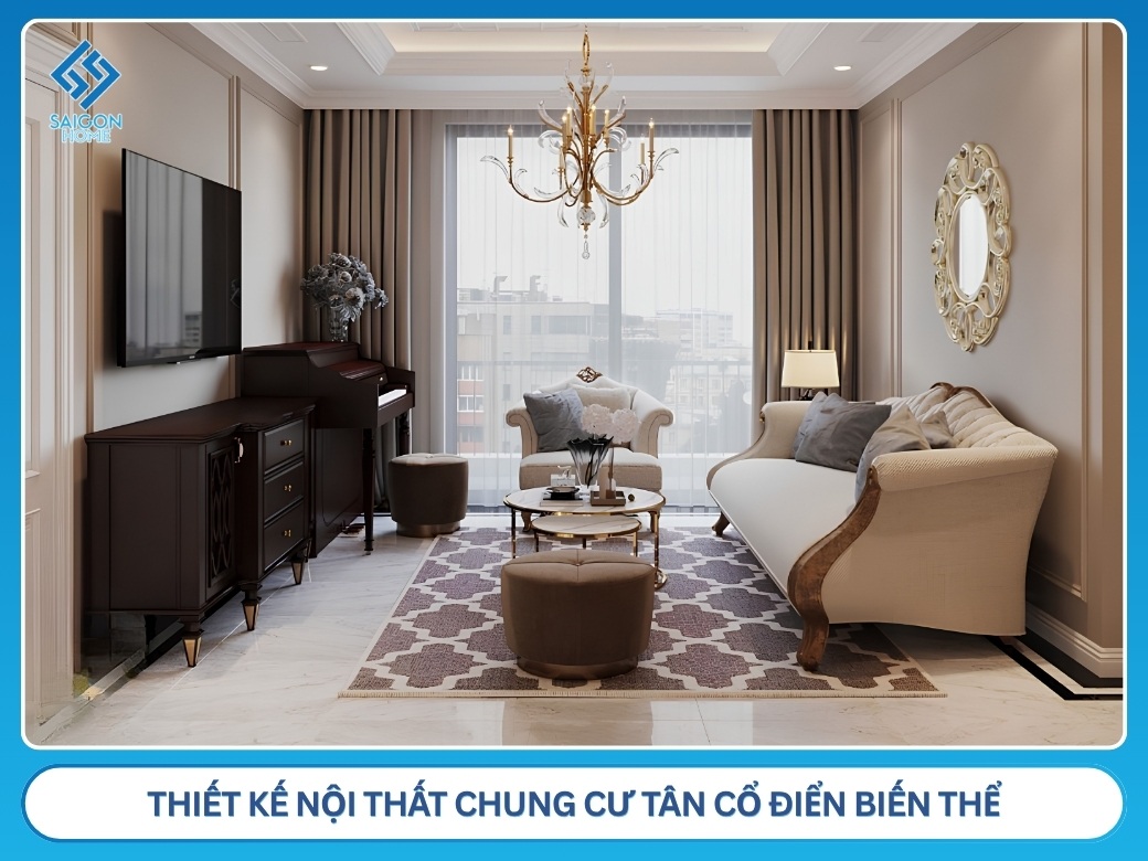 33+ mẫu thiết kế nội thất chung cư tân cổ điển SANG TRỌNG ý tưởng thiết kế nội thất chung cư tân cổ điển theo phong cách biến thể