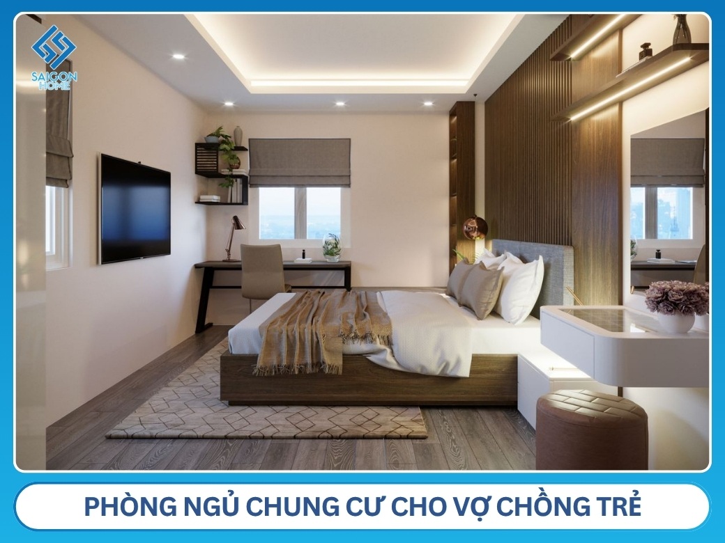 22+ mẫu thiết kế phòng ngủ chung cư đẹp HIỆN ĐẠI Phòng ngủ chung cư cho vợ chồng trẻ