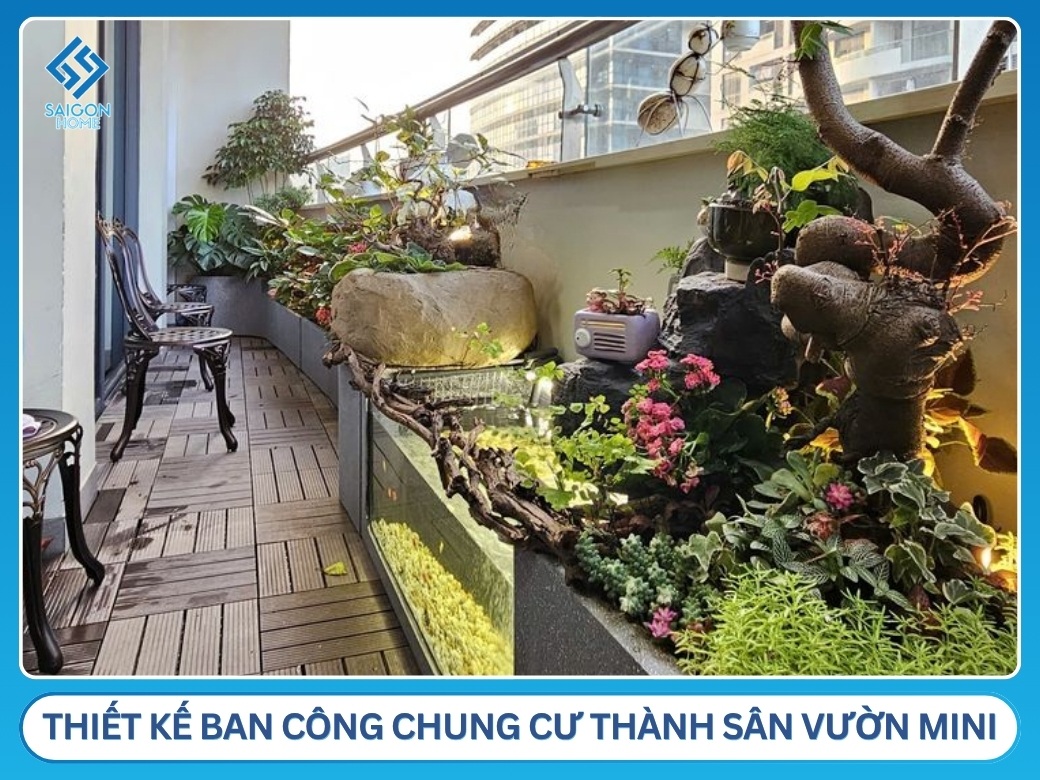15+ ý tưởng thiết kế ban công chung cư đẹp TỐI ƯU diện tích Thiết kế ban công chung cư thành sân vườn mini