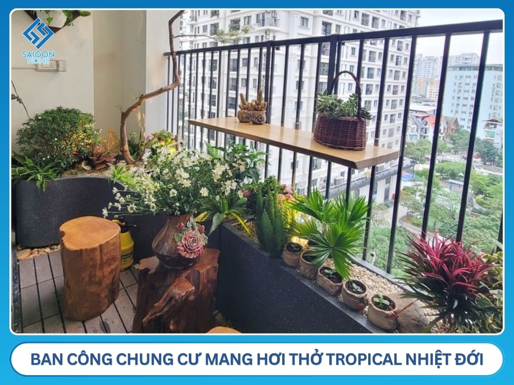 15+ ý tưởng thiết kế ban công chung cư đẹp TỐI ƯU diện tích Ban công chung cư mang hơi thở tropical nhiệt đới