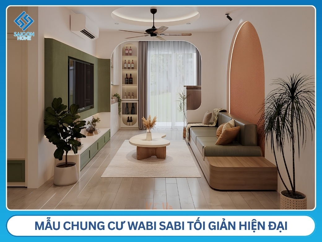 24+ mẫu thiết kế nội thất chung cư Wabi Sabi TINH TẾ Mẫu chung cư Wabi Sabi tối giản hiện đại