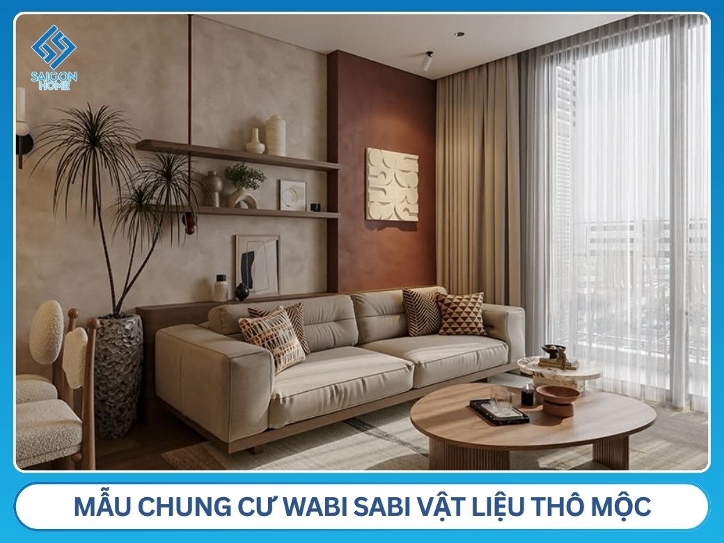 24+ mẫu thiết kế nội thất chung cư Wabi Sabi TINH TẾ Mẫu chung cư Wabi Sabi vật liệu thô mộc