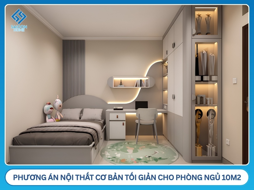 22+ mẫu thiết kế phòng ngủ 10m2 đẹp HIỆN ĐẠI năm 2026 Phương án nội thất cơ bản tối giản