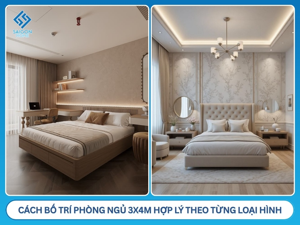 54+ mẫu thiết kế phòng ngủ 3x4m đẹp HIỆN ĐẠI tiện nghi Cách bố trí phòng ngủ 3x4m hợp lý theo từng loại hình