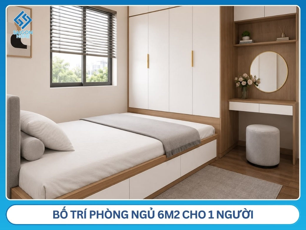 67+ mẫu thiết kế phòng ngủ 6m2 ĐẸP tối ưu diện tích Bố trí phòng ngủ 6m2 cho 1 người