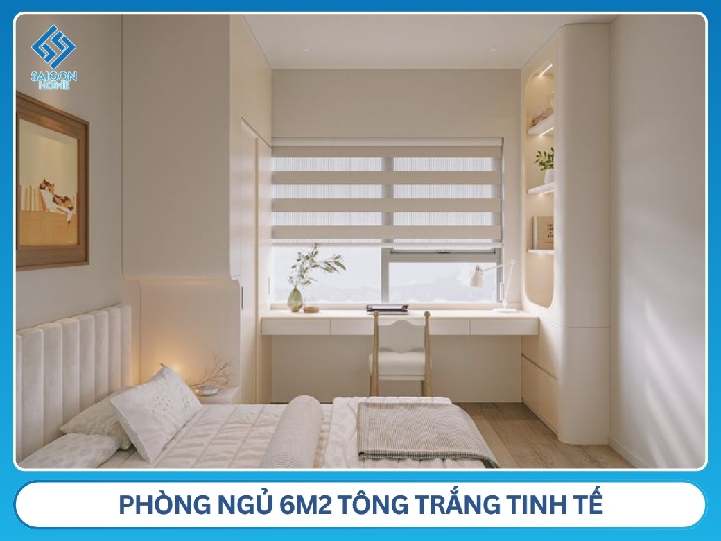 67+ mẫu thiết kế phòng ngủ 6m2 ĐẸP tối ưu diện tích Phòng ngủ 6m2 tông trắng tinh tế