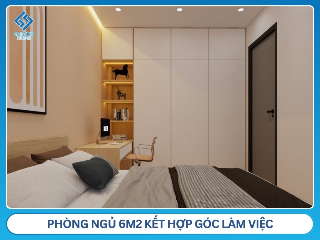 67+ mẫu thiết kế phòng ngủ 6m2 ĐẸP tối ưu diện tích Phòng ngủ 6m2 kết hợp góc làm việc