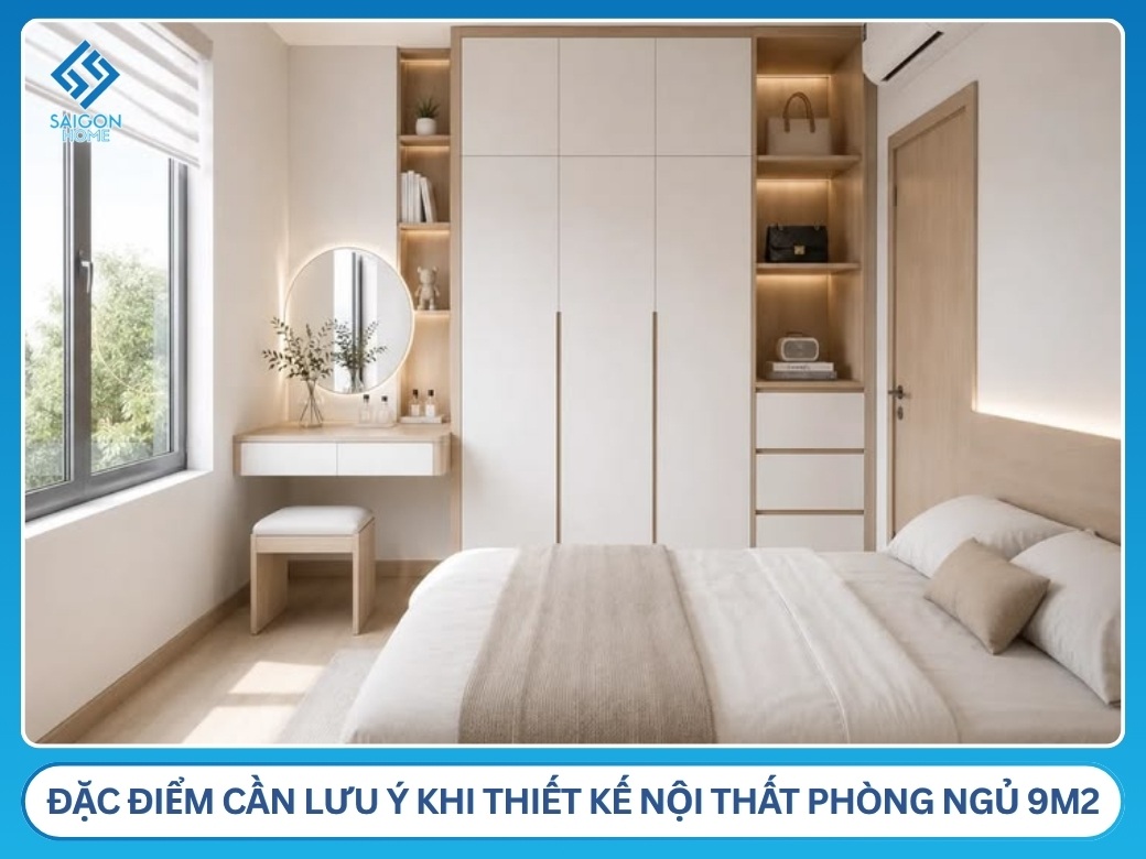 34+ mẫu thiết kế phòng ngủ 9m2 đẹp TỐI ƯU không gian đặc điểm cần lưu ý khi thiết kế nội thất phòng ngủ 9m2