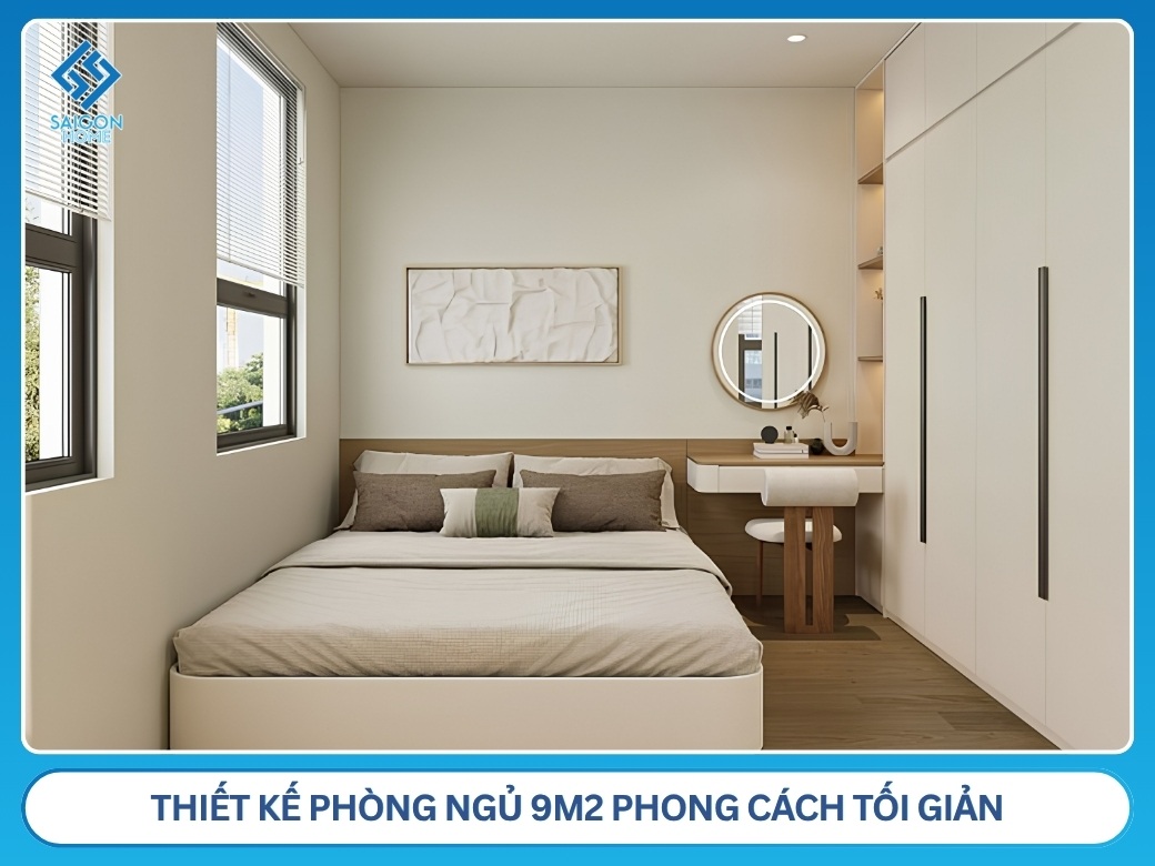 34+ mẫu thiết kế phòng ngủ 9m2 đẹp TỐI ƯU không gian Thiết kế phòng ngủ 9m2 phong cách tối giản